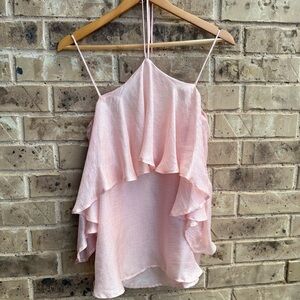 Pink Ruffled Halter Off Shoulder Top size Medium
